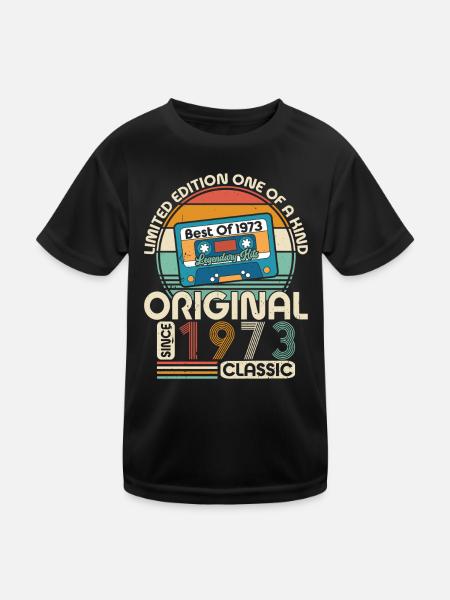 Vintage Geburtstagsgeschenk 1973 - Retro Style - Kinder Funktions-T-Shirt - Schwarz - Vorne