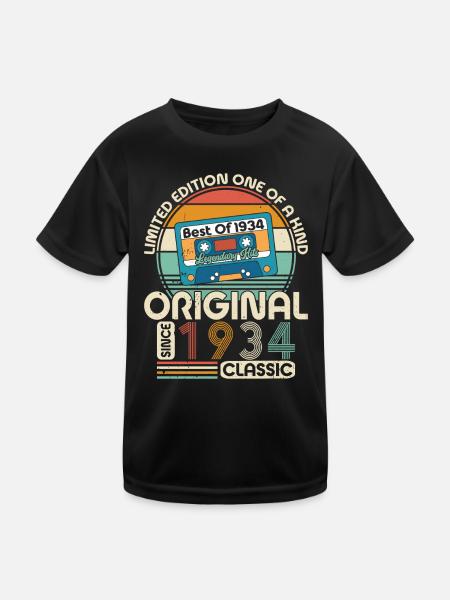 Birthday Vintage 1934 Retro - Kids Functional T-Shirt - black - Front