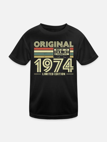 Vintage 1974 - cadeau d’anniversaire, Style rétro - T-shirt sport Enfant - noir - Devant