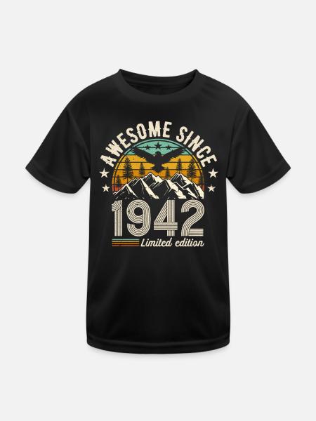 82nd Birthday Vintage Retro 1942 - Kids Functional T-Shirt - black - Front