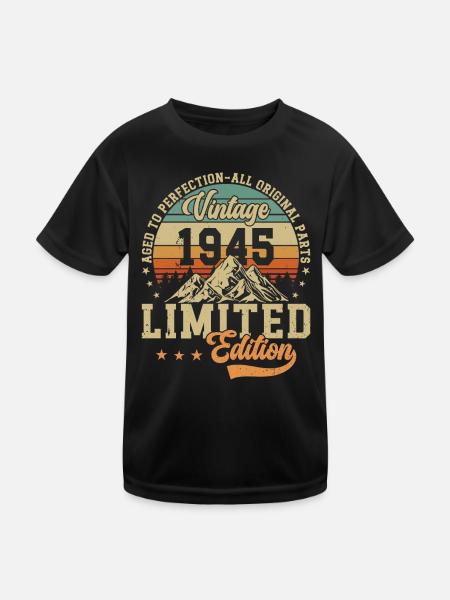79th Birthday Vintage Birthday Party 1945 - Kids Functional T-Shirt - black - Front