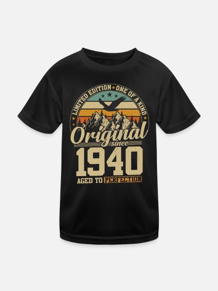 Vintage Birthday 84 Years 1940 - Kids Functional T-Shirt - black - Front
