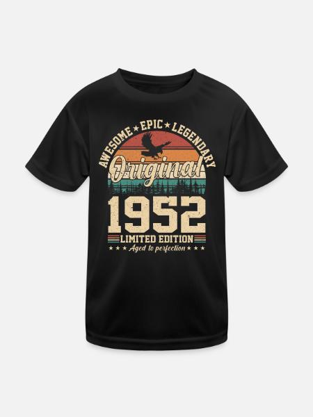72e anniversaire Vintage rétro 1952 - T-shirt sport Enfant - noir - Devant