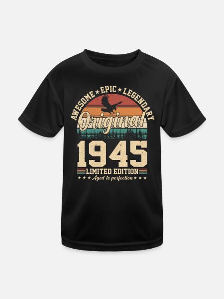 Anniversaire 79 - Millésime Millésime 1945 - T-shirt sport Enfant - noir - Devant