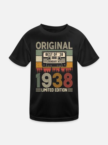 Legendary 86th Birthday Retro Style 1938 - Kids Functional T-Shirt - black - Front