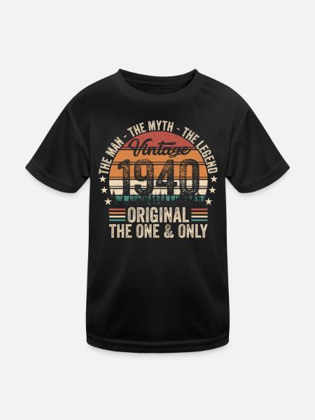 Legendary 84th birthday 1940 - Kids Functional T-Shirt - black - Front