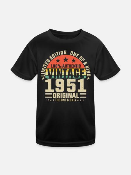 73e anniversaire Vintage 1951 Style rétro - T-shirt sport Enfant - noir - Devant