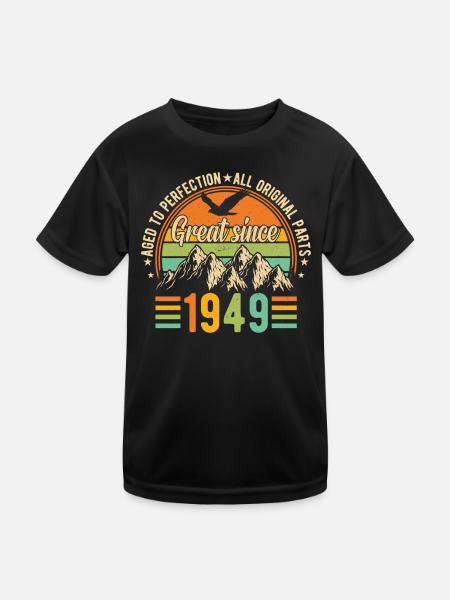 Vintage 75th Birthday 1949 - Kids Functional T-Shirt - black - Front