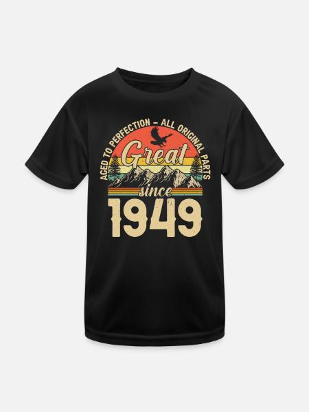 Né en 1949 - Les légendes ont 75 ans - T-shirt sport Enfant - noir - Devant
