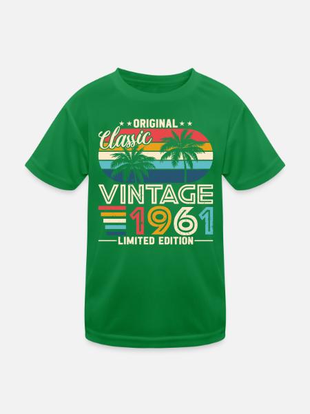 Vintage 1961 - Legendary 63rd Birthday - Kids Functional T-Shirt - kelly green - Front
