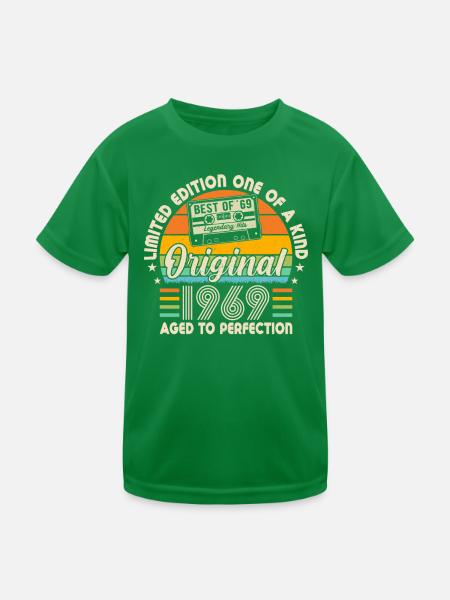 Vintage 1969 Birthday Celebration - Kinder Funktions-T-Shirt - Kelly Green - Vorne