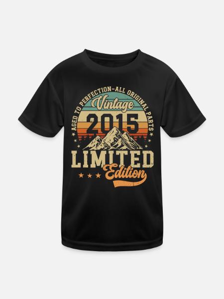 Retro Geburtstagsfreude 2015 - Kinder Funktions-T-Shirt - Schwarz - Vorne