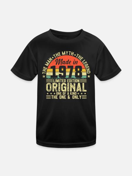 Vintage 1978: Legendary Birth Year Celebration - Kinder Funktions-T-Shirt - Schwarz - Vorne
