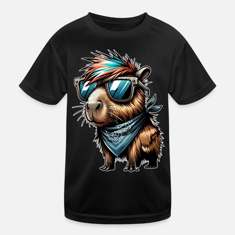 Capybara - Kinder Funktions-T-Shirt - Schwarz