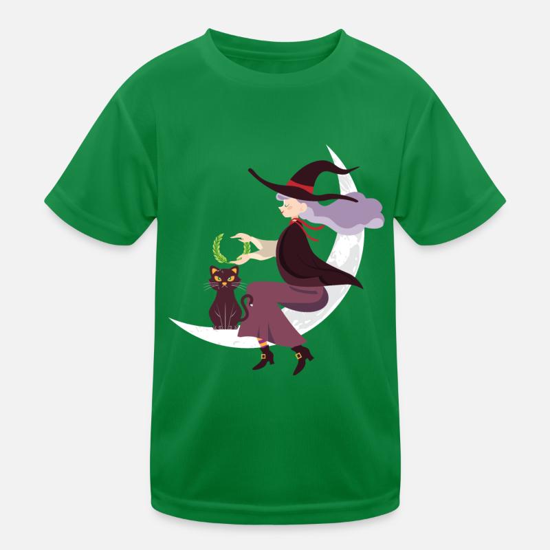 Halloween Cat Witch Kids Functional T-Shirt