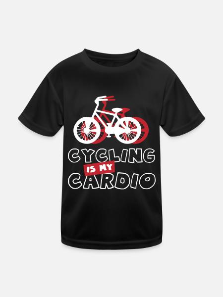 Radfahren als Cardio Mobility Fahrrad Hobbysport - Kinder Funktions-T-Shirt - Schwarz - Vorne