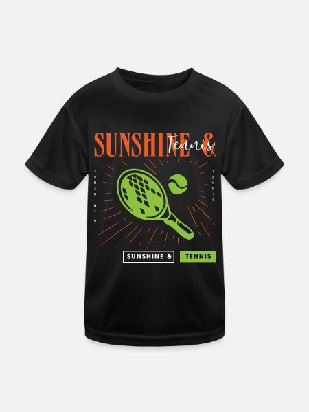 Sunshine Tennisspieler Sommersport Urlaub Sport - Kinder Funktions-T-Shirt - Schwarz - Vorne