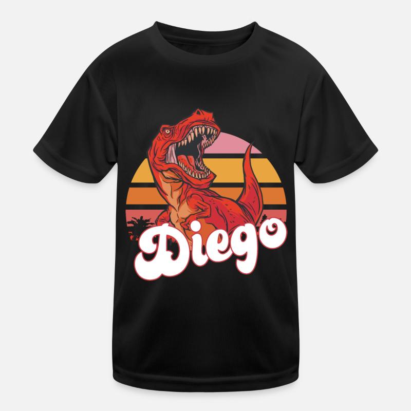 DIEGO - Schöner Jungen Name mit T-REX Dino Kinder Funktions-T-Shirt
