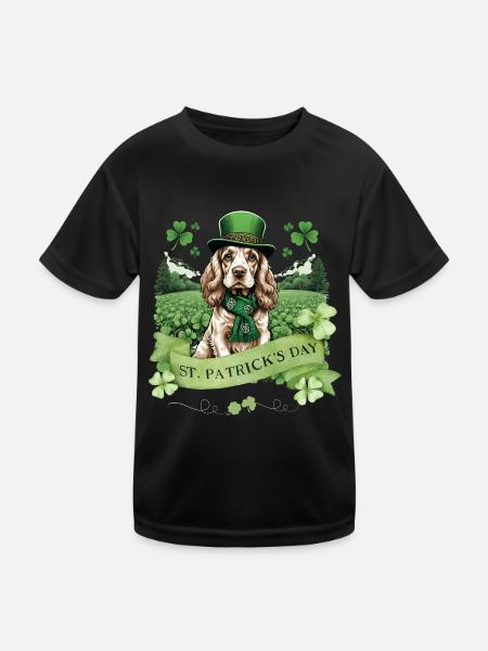 Irish Setter St. Patrick's Day Green Hat Pup - Kinder Funktions-T-Shirt - Schwarz - Vorne