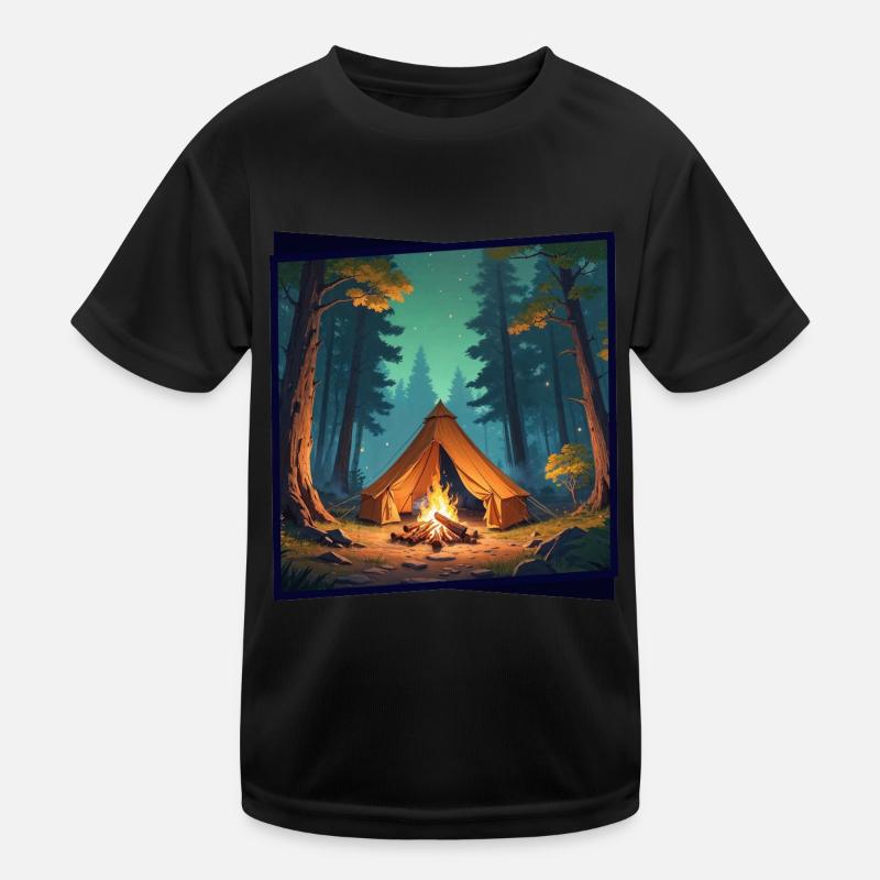Tent With Campfire Kids Functional T-Shirt