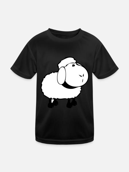 mäh, sheep, animal, domestic animal, animals, - Kids Functional T-Shirt - black - Front