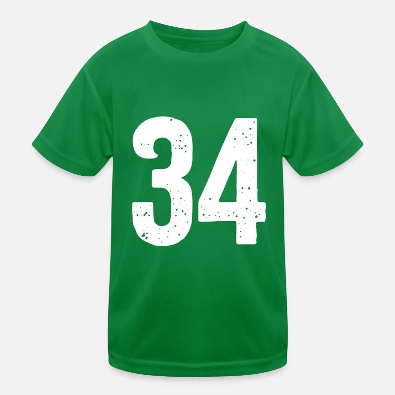 34 Numbers White Kids Functional T-Shirt