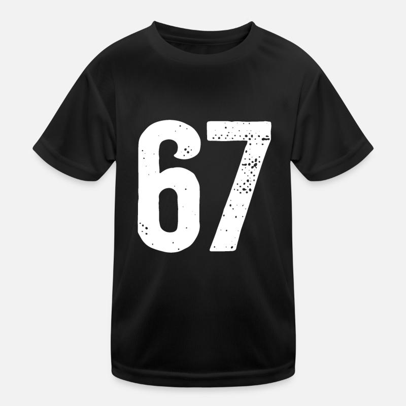 67 Numbers White Kids Functional T-Shirt