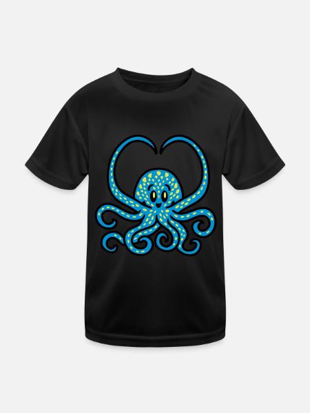 Squid Heart 3 - Kids Functional T-Shirt - black
