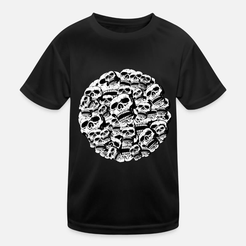 skulls in a round frame - Kids Functional T-Shirt - black