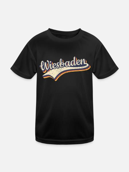 Deutschland Wiesbaden Vintage Retro Typografie - Kinder Funktions-T-Shirt - Schwarz - Vorne