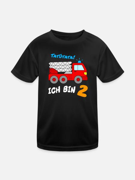 Tatütata Ich bin 2 Jahre Feuerwehrauto Kleinkinder - Kinder Funktions-T-Shirt - Schwarz - Vorne