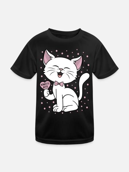 Carneval Kitten Heart Cats Confetti please Cat - Kids Functional T-Shirt - black - Front