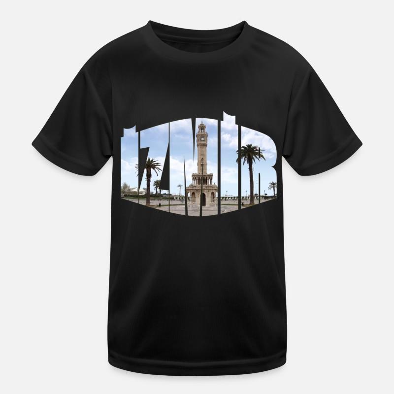 Izmir clock tower - Kids Functional T-Shirt - black