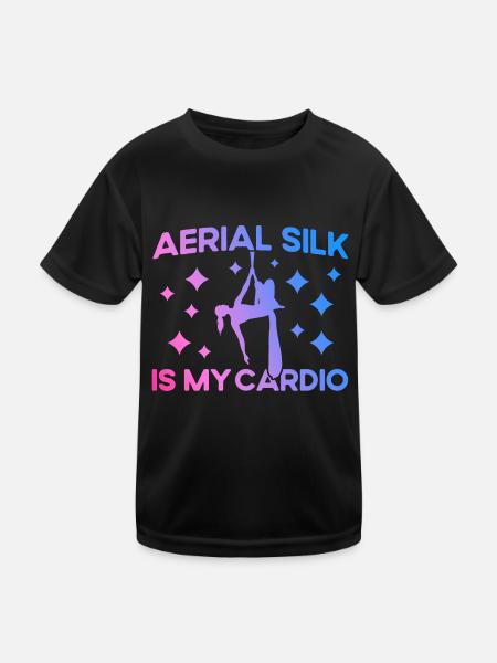 Aerial Silk Aerial Yoga Gymnastinnen Aerial Yoga G - Kinder Funktions-T-Shirt - Schwarz - Vorne