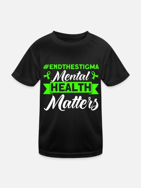 Green Ribbon Awareness of Mental Health - Kids Functional T-Shirt - black - Front