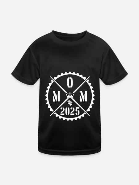 Mom 2025 Mutterschaft Mama Spruch - Kinder Funktions-T-Shirt - Schwarz - Vorne