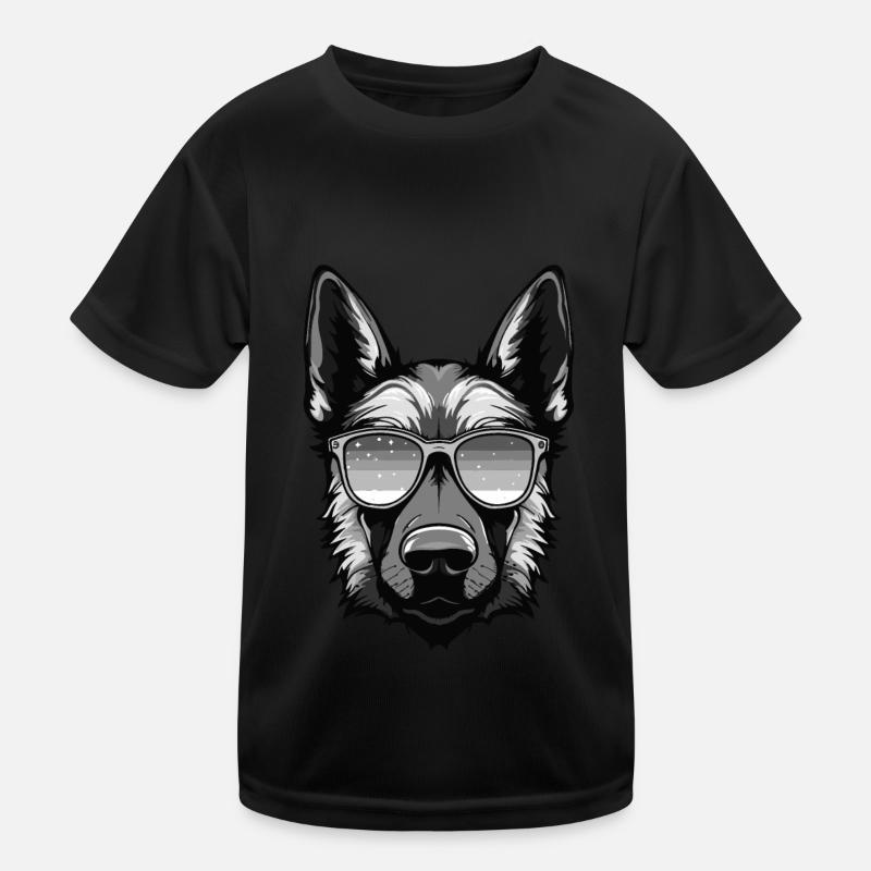 Schäferhund Hund Hipster Cool Party Kinder Funktions-T-Shirt