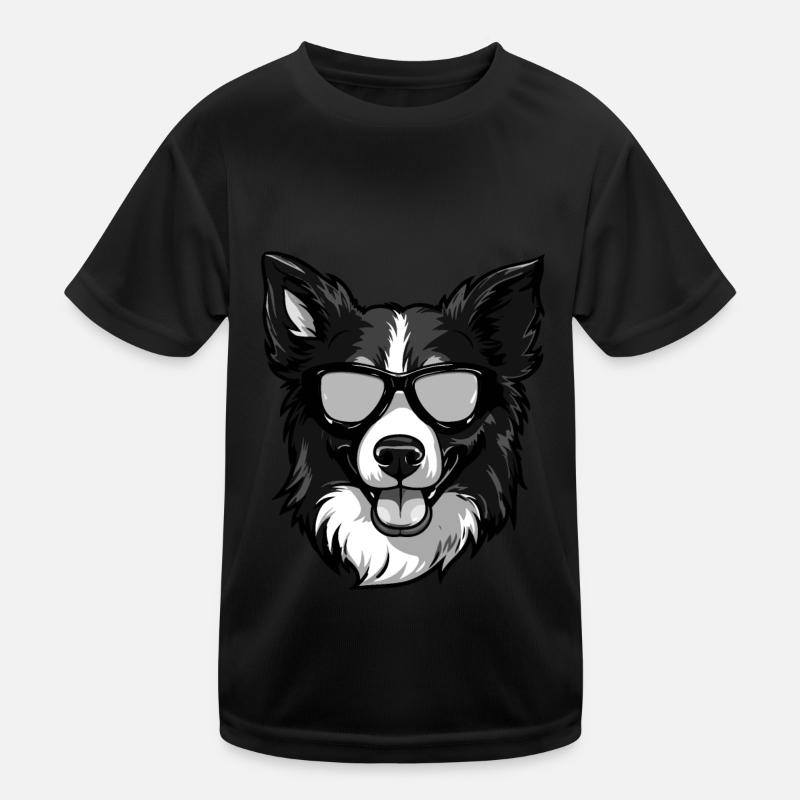 Border Collie Dog Hipster Cool Party Kids Functional T-Shirt