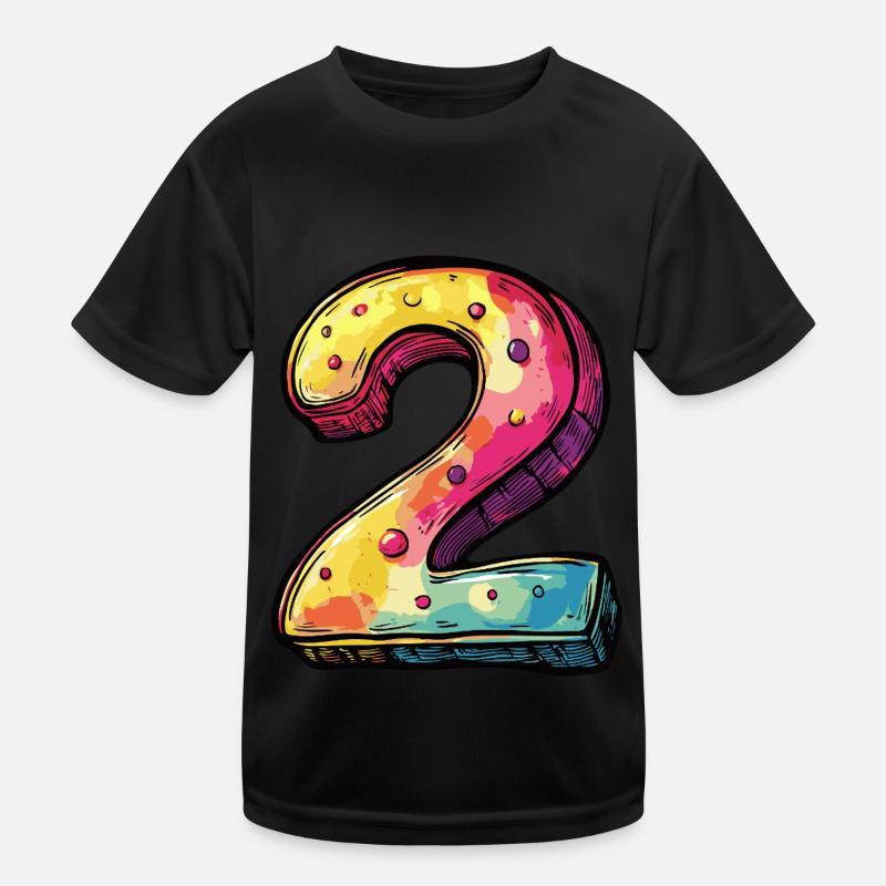 2 Number Colorful Kids Functional T-Shirt