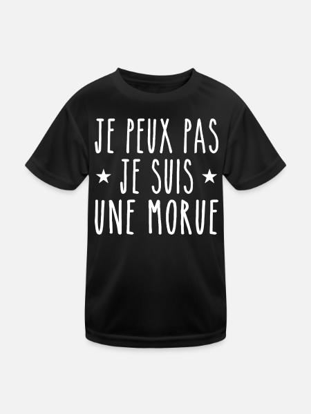je peux pas je suis une morue - T-shirt sport Enfant - noir - Devant