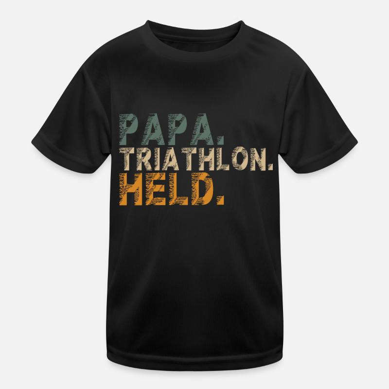 Triathlon Triathlet Papa Opa Mann witziger Spruch Kinder Funktions-T-Shirt