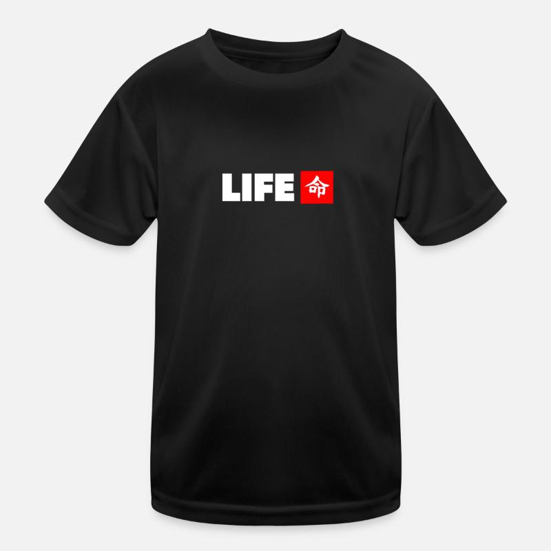 Life mit japanischem Kanji in weiß mit rot Kinder Funktions-T-Shirt