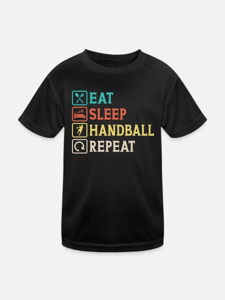 eat sleep handball repeat - T-shirt sport Enfant - noir - Devant