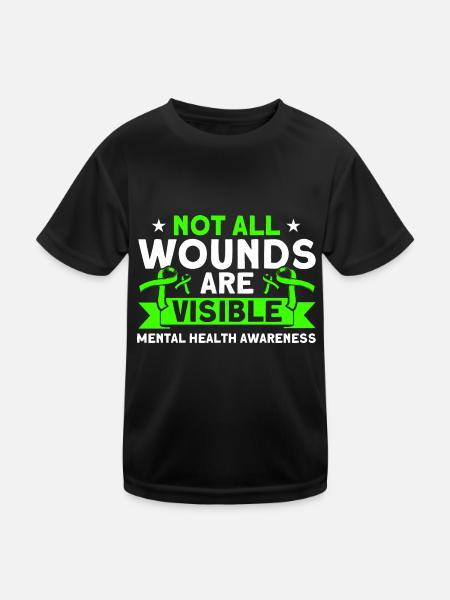 Green Ribbon Awareness of Mental Health - Kids Functional T-Shirt - black - Front