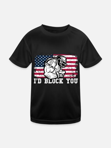 American Football Player American Footba - Kids Functional T-Shirt - black - Front