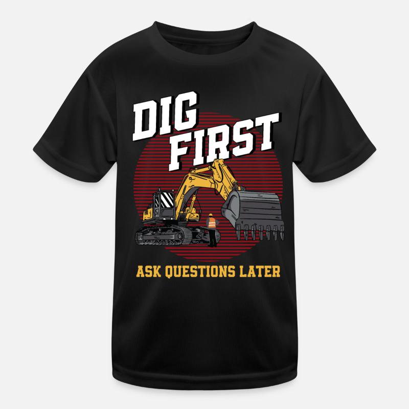 Excavator Construction Worker Heavy Equipment Gift Kids Functional T-Shirt