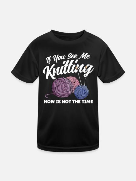 Yarn Knitting Knitting Knitting Lovers Gift - Kids Functional T-Shirt - black - Front