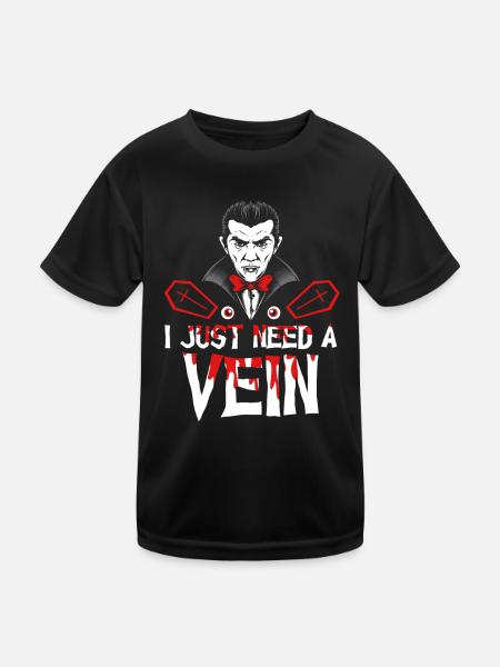 Horror Halloween Brauche eine Vene Gruselig - Kinder Funktions-T-Shirt - Schwarz - Vorne