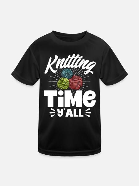 Tricot Fil Tricot TricotEr Tissu Cadeau - T-shirt sport Enfant - noir - Devant