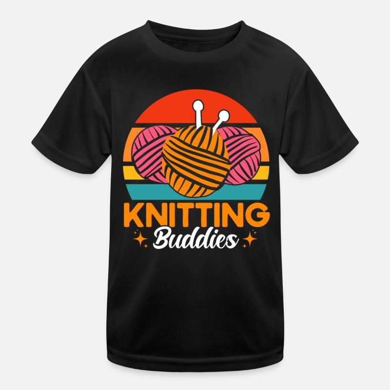 Stricken Lustiger Stricker Stricken Geschenk - Kinder Funktions-T-Shirt - Schwarz